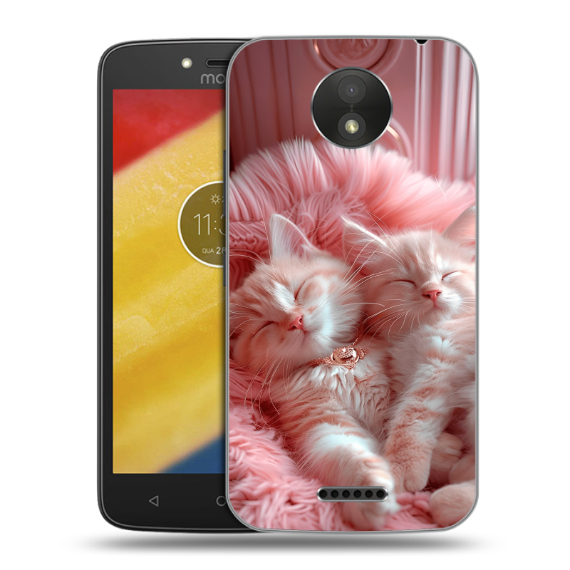 Силиконовый чехол на Motorola Moto C Plus с принтом котята котики Силиконовый чехол на Motorola Moto C Plus с принтом котята котики