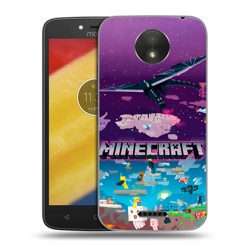 Пластиковый чехол на Motorola Moto C Plus с принтом Майнкрафт Minecraft Пластиковый чехол на Motorola Moto C Plus с принтом Майнкрафт Minecraft