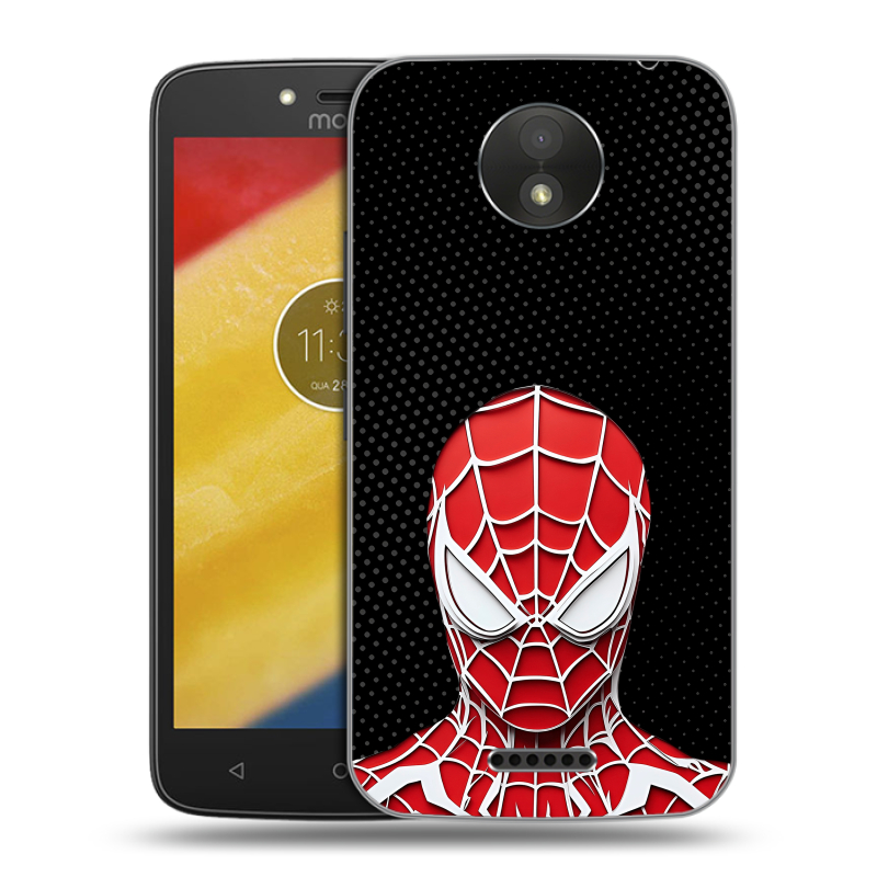 Силиконовый чехол на Motorola Moto C Plus с принтом человек паук spiderman Силиконовый чехол на Motorola Moto C Plus с принтом человек паук spiderman