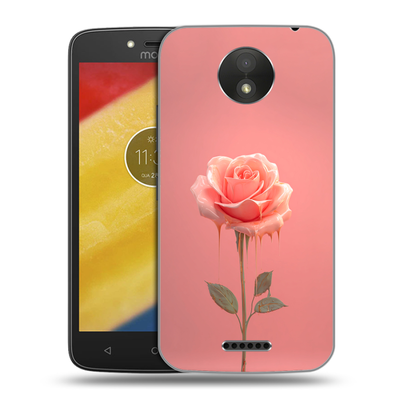 Силиконовый чехол на Motorola Moto C Plus с принтом Розовая роза Силиконовый чехол на Motorola Moto C Plus с принтом Розовая роза