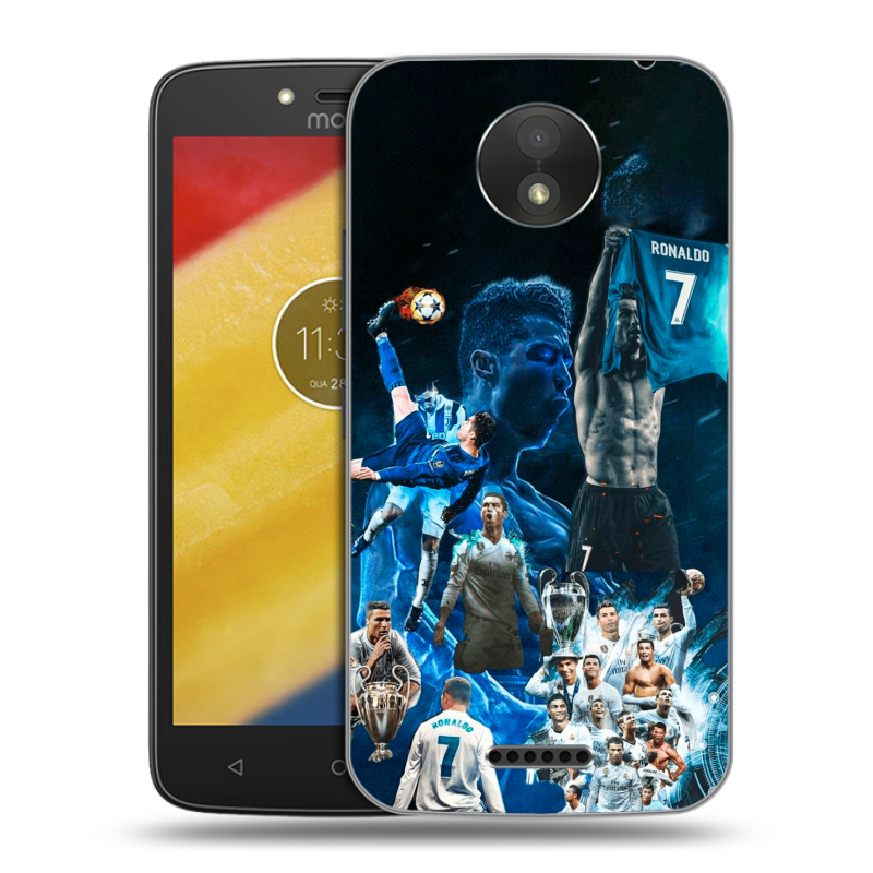 Силиконовый чехол на Motorola Moto C Plus с принтом Реал Роналдо Силиконовый чехол на Motorola Moto C Plus с принтом Реал Роналдо