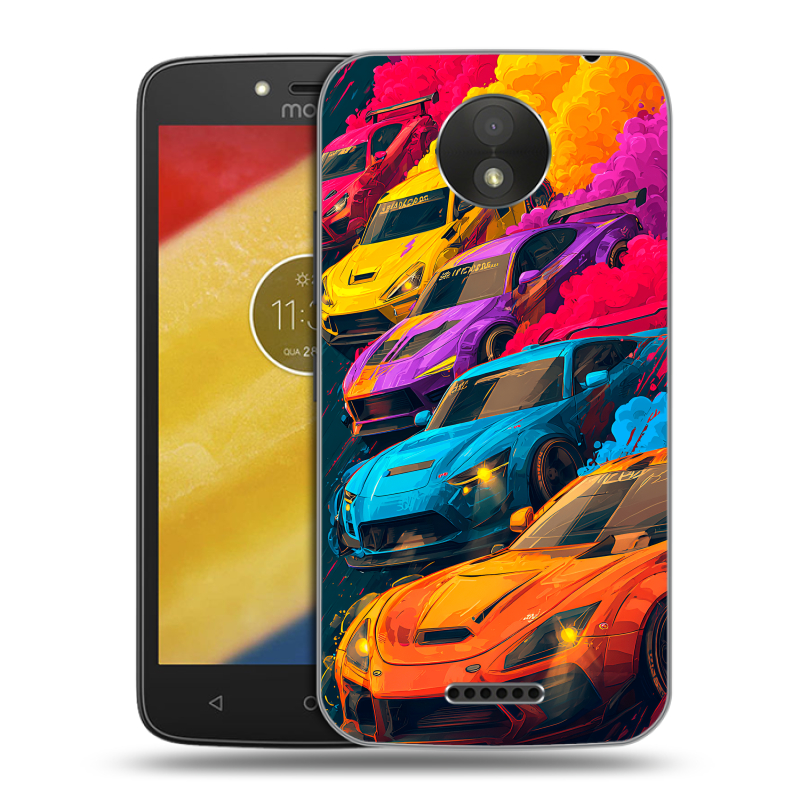 Пластиковый чехол на Motorola Moto C Plus с принтом Тачки Пластиковый чехол на Motorola Moto C Plus с принтом Тачки