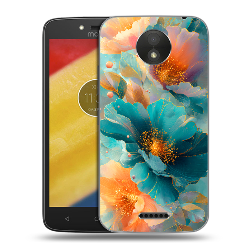 Пластиковый чехол на Motorola Moto C Plus с принтом Цветы Пластиковый чехол на Motorola Moto C Plus с принтом Цветы