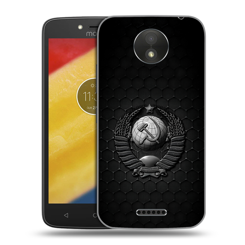 Силиконовый чехол на Motorola Moto C Plus с принтом Герб Флаг СССР Силиконовый чехол на Motorola Moto C Plus с принтом Герб Флаг СССР