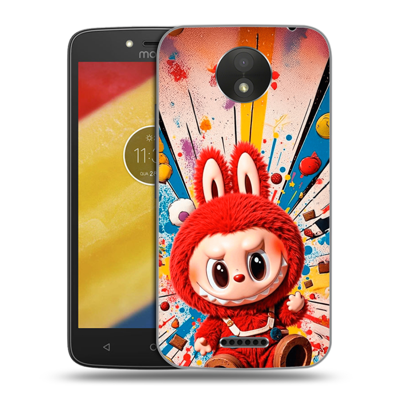 Силиконовый чехол на Motorola Moto C Plus с принтом Labubu Лабубу Силиконовый чехол на Motorola Moto C Plus с принтом Labubu Лабубу