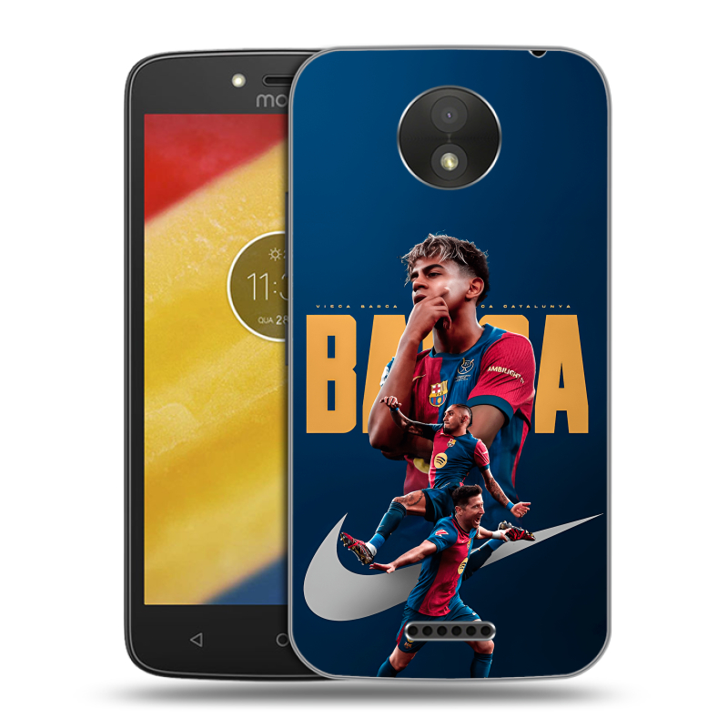 Силиконовый чехол на Motorola Moto C Plus с принтом Барселона Barca Yamal Силиконовый чехол на Motorola Moto C Plus с принтом Барселона Barca Yamal