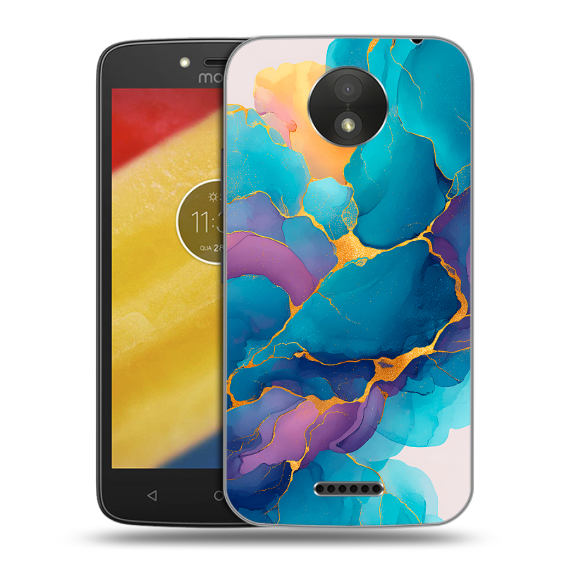 Силиконовый чехол на Motorola Moto C Plus с принтом Мрамор блестки Силиконовый чехол на Motorola Moto C Plus с принтом Мрамор блестки