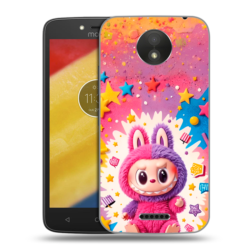 Силиконовый чехол на Motorola Moto C Plus с принтом Labubu Лабубу Силиконовый чехол на Motorola Moto C Plus с принтом Labubu Лабубу