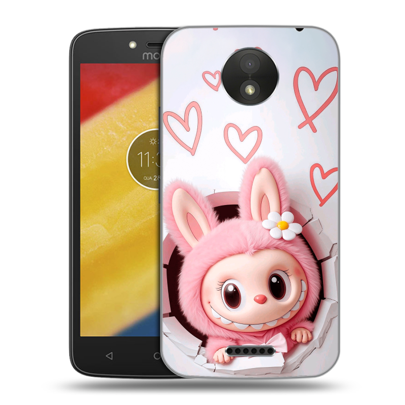 Пластиковый чехол на Motorola Moto C Plus с принтом Labubu Лабубу Пластиковый чехол на Motorola Moto C Plus с принтом Labubu Лабубу