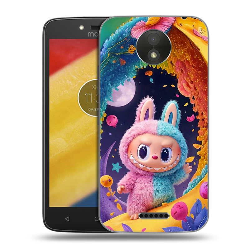Силиконовый чехол на Motorola Moto C Plus с принтом Labubu Лабубу Силиконовый чехол на Motorola Moto C Plus с принтом Labubu Лабубу