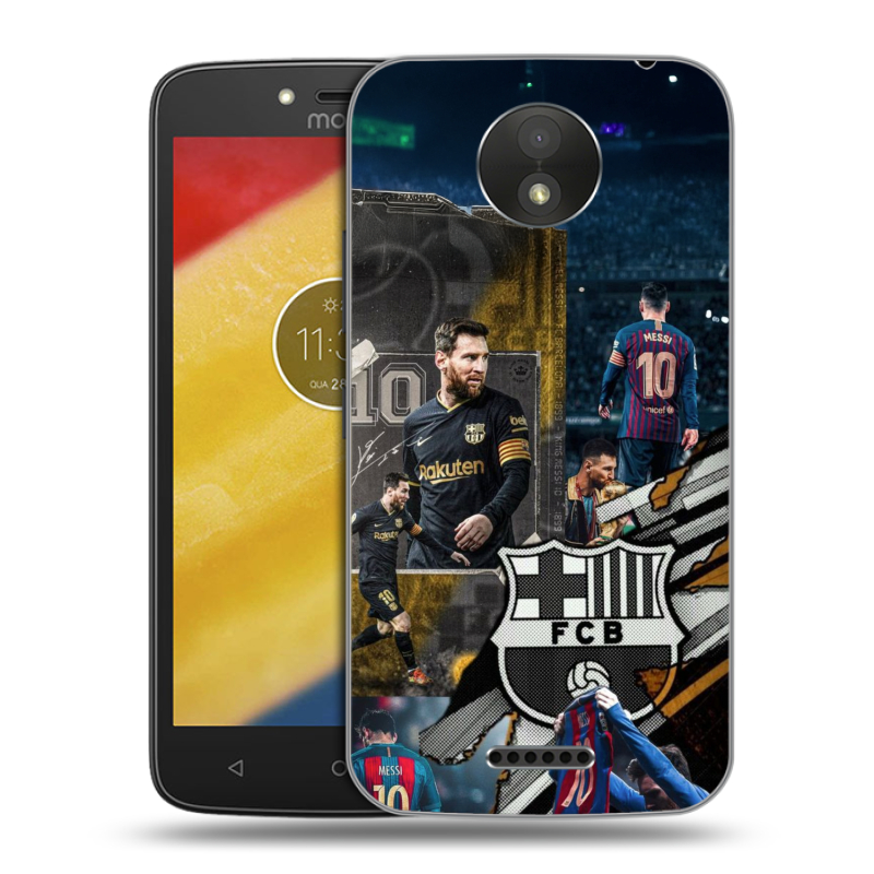 Силиконовый чехол на Motorola Moto C Plus с принтом Messi Barcelona Силиконовый чехол на Motorola Moto C Plus с принтом Messi Barcelona