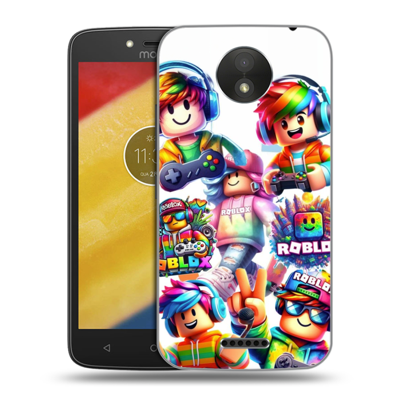 Пластиковый чехол на Motorola Moto C Plus с принтом Roblox Роблокс Пластиковый чехол на Motorola Moto C Plus с принтом Roblox Роблокс