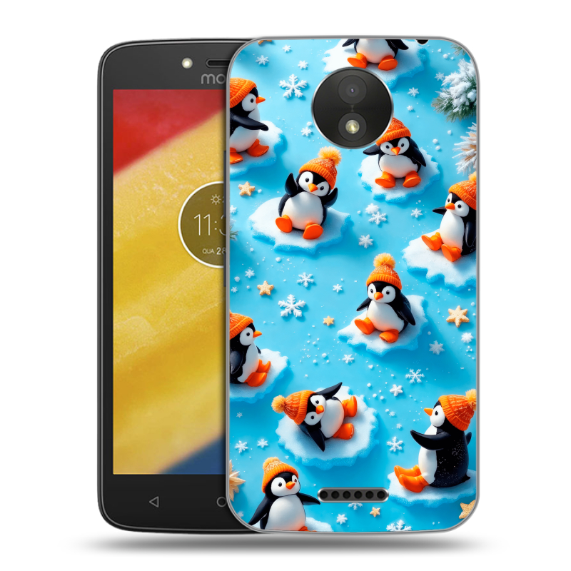 Силиконовый чехол на Motorola Moto C Plus с принтом Новый год Силиконовый чехол на Motorola Moto C Plus с принтом Новый год