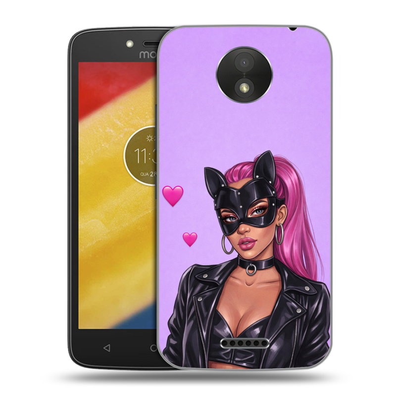 Пластиковый чехол на Motorola Moto C Plus с принтом женский Пластиковый чехол на Motorola Moto C Plus с принтом женский