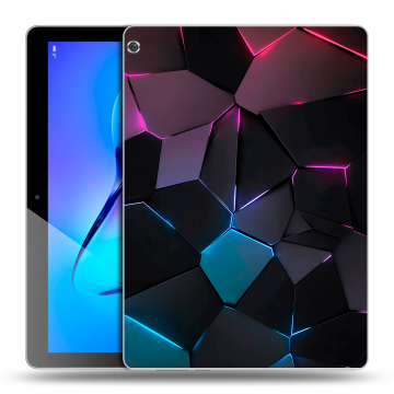 Силиконовый чехол на планшета Huawei MediaPad M3 Lite 10 с принтом Геометрия неона