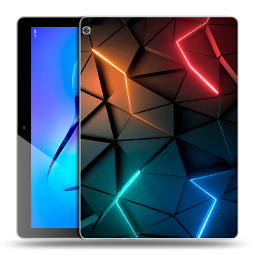 Силиконовый чехол на планшета Huawei MediaPad M3 Lite 10 с принтом Абстракция неон