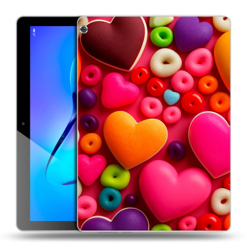 Силиконовый чехол на планшета Huawei MediaPad M3 Lite 10 с принтом Сердечки