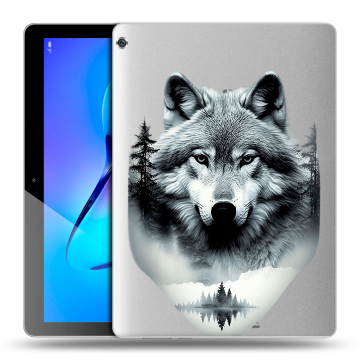 Силиконовый чехол на Huawei MediaPad M3 Lite 10 с принтом Волк в лесу Силиконовый чехол на Huawei MediaPad M3 Lite 10 с принтом Волк в лесу