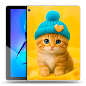 Силиконовый чехол на Huawei MediaPad M3 Lite 10 с принтом Котенок в шапке