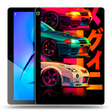 Силиконовый чехол на Huawei MediaPad M3 Lite 10 с принтом Гоночные машины