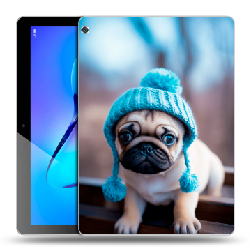 Силиконовый чехол на Huawei MediaPad M3 Lite 10 с принтом Мопс в шапке