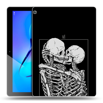 Силиконовый чехол на Huawei MediaPad M3 Lite 10 с принтом Поцелуй скелетов
