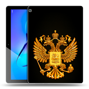 Силиконовый чехол на Huawei MediaPad M3 Lite 10 с принтом Герб России желтый