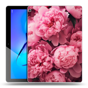 Силиконовый чехол на Huawei MediaPad M3 Lite 10 с принтом цветы пионы