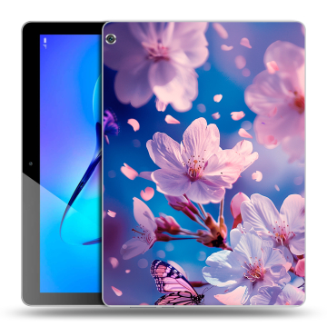 Силиконовый чехол на Huawei MediaPad M3 Lite 10 с принтом цветы бабочки