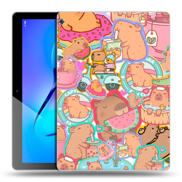 Силиконовый чехол на Huawei MediaPad M3 Lite 10 с принтом капибары