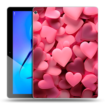Силиконовый чехол на Huawei MediaPad M3 Lite 10 с принтом розовые сердечки