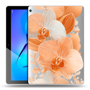 Силиконовый чехол на Huawei MediaPad M3 Lite 10 с принтом Бежевые цветы