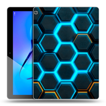 Силиконовый чехол на Huawei MediaPad M3 Lite 10 с принтом Неоновые соты
