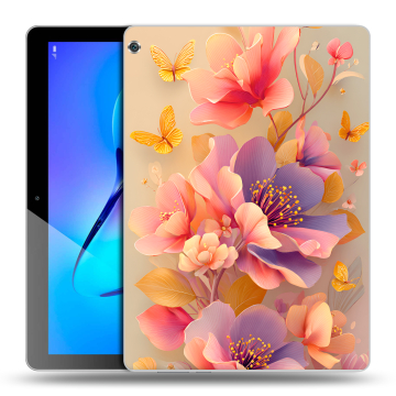 Силиконовый чехол на Huawei MediaPad M3 Lite 10 с принтом Цветы и бабочки