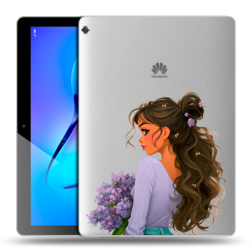 Силиконовый чехол на Huawei MediaPad M3 Lite 10 с принтом девушка цветы
