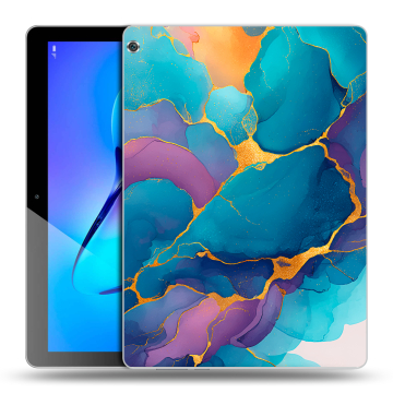 Силиконовый чехол на Huawei MediaPad M3 Lite 10 с принтом Мрамор блестки