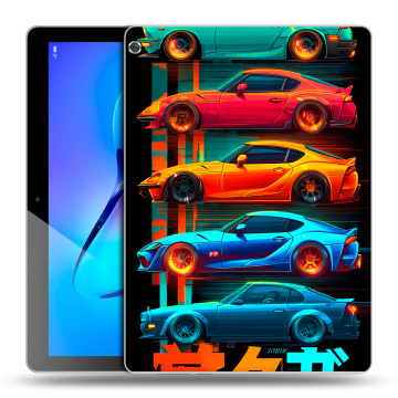 Силиконовый чехол на Huawei MediaPad M3 Lite 10 с принтом машины тачки