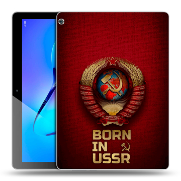 Силиконовый чехол на Huawei MediaPad M3 Lite 10 с принтом Флаг Герб СССР
