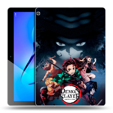 Силиконовый чехол на Huawei MediaPad M3 Lite 10 с принтом Demon Slayer Клинок рассекающий демонов