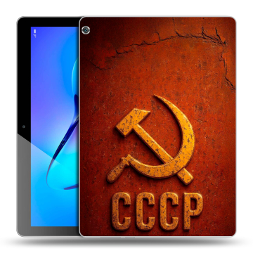 Силиконовый чехол на Huawei MediaPad M3 Lite 10 с принтом Флаг Герб СССР