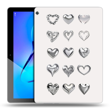 Силиконовый чехол на Huawei MediaPad M3 Lite 10 с принтом Y2K сердечки Силиконовый чехол на Huawei MediaPad M3 Lite 10 с принтом Y2K сердечки