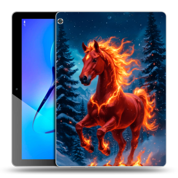Силиконовый чехол на Huawei MediaPad M3 Lite 10 с принтом Новый год коня
