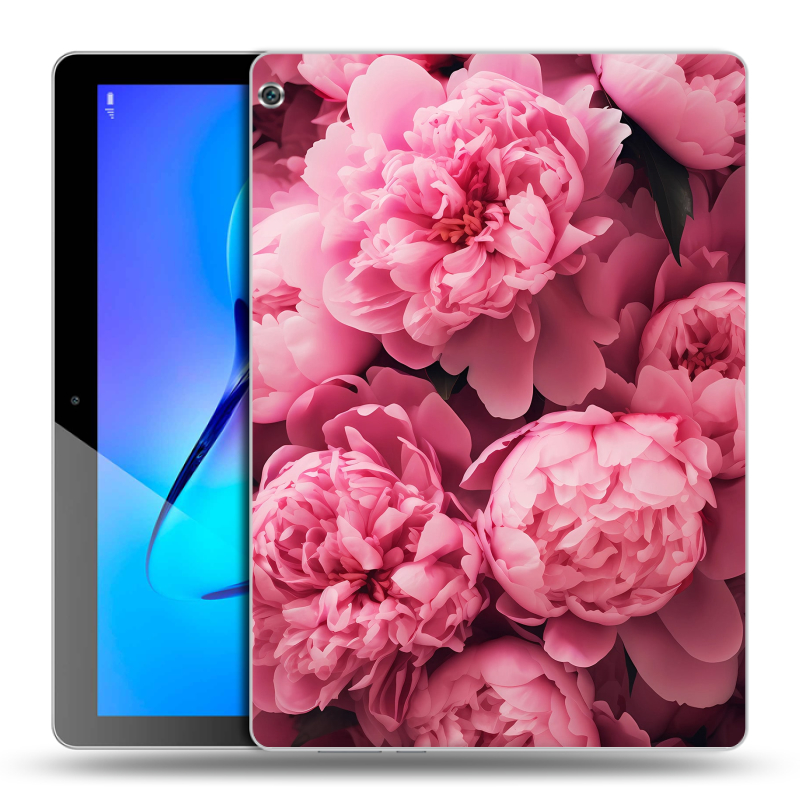 Силиконовый чехол на Huawei MediaPad M3 Lite 10 с принтом цветы пионы Силиконовый чехол на Huawei MediaPad M3 Lite 10 с принтом цветы пионы