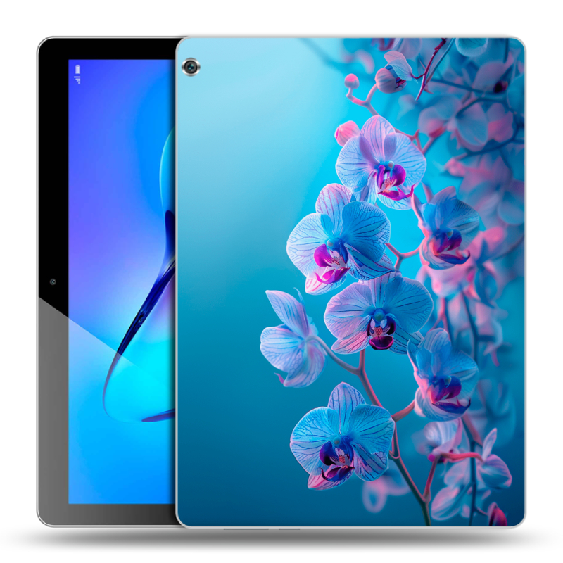 Силиконовый чехол на Huawei MediaPad M3 Lite 10 с принтом голубые орхидеи Силиконовый чехол на Huawei MediaPad M3 Lite 10 с принтом голубые орхидеи