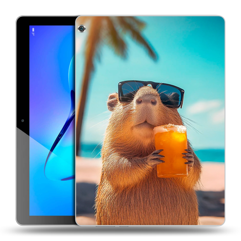 Силиконовый чехол на Huawei MediaPad M3 Lite 10 с принтом Капибара Силиконовый чехол на Huawei MediaPad M3 Lite 10 с принтом Капибара