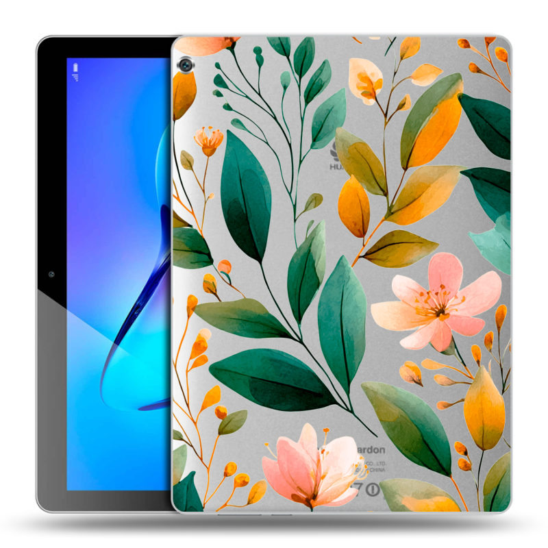 Силиконовый чехол на Huawei MediaPad M3 Lite 10 с принтом Цветы паттерн Силиконовый чехол на Huawei MediaPad M3 Lite 10 с принтом Цветы паттерн