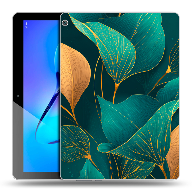 Силиконовый чехол на Huawei MediaPad M3 Lite 10 с принтом Листья и золото Силиконовый чехол на Huawei MediaPad M3 Lite 10 с принтом Листья и золото