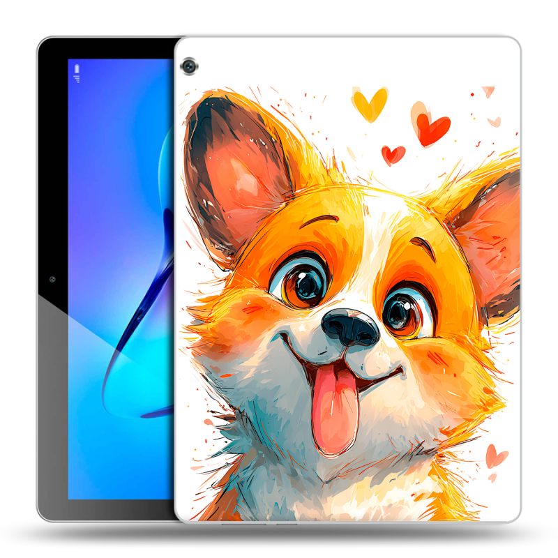 Силиконовый чехол на Huawei MediaPad M3 Lite 10 с принтом корги Силиконовый чехол на Huawei MediaPad M3 Lite 10 с принтом корги
