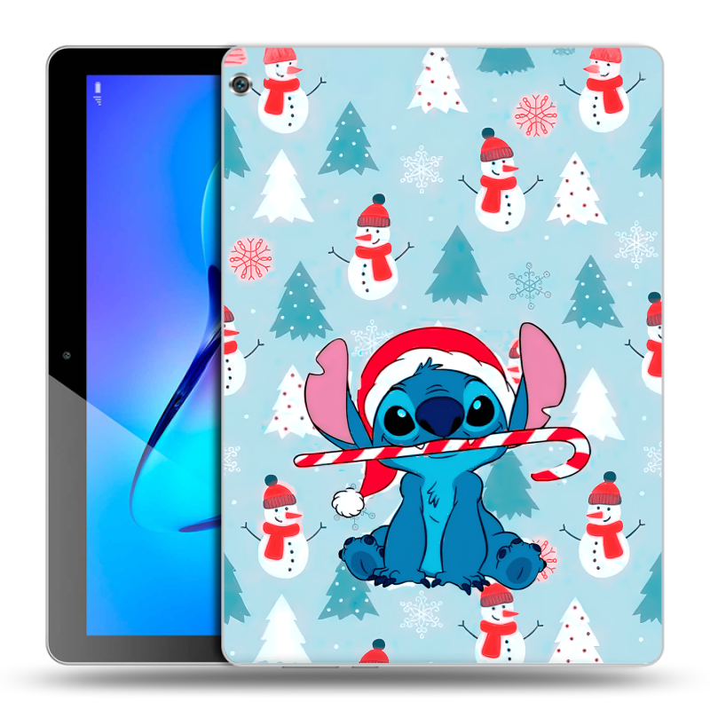 Силиконовый чехол на Huawei MediaPad M3 Lite 10 с принтом Стич Новый год Силиконовый чехол на Huawei MediaPad M3 Lite 10 с принтом Стич Новый год