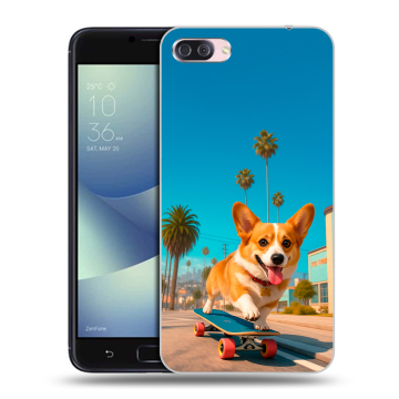 Пластиковый чехол на Asus ZenFone 4 Max с принтом Корги на скейте